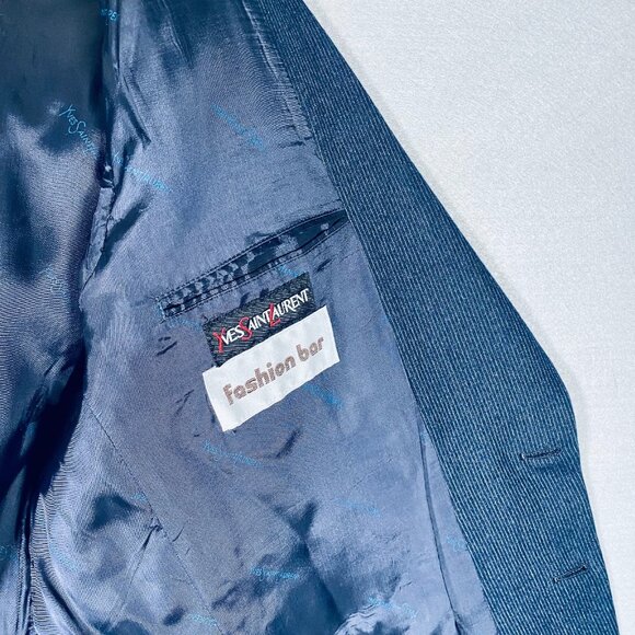 Vintage Yves Saint Laurent Blazer Mens 42R Blue Wool Sport Coat Jacket France - Picture 7 of 14